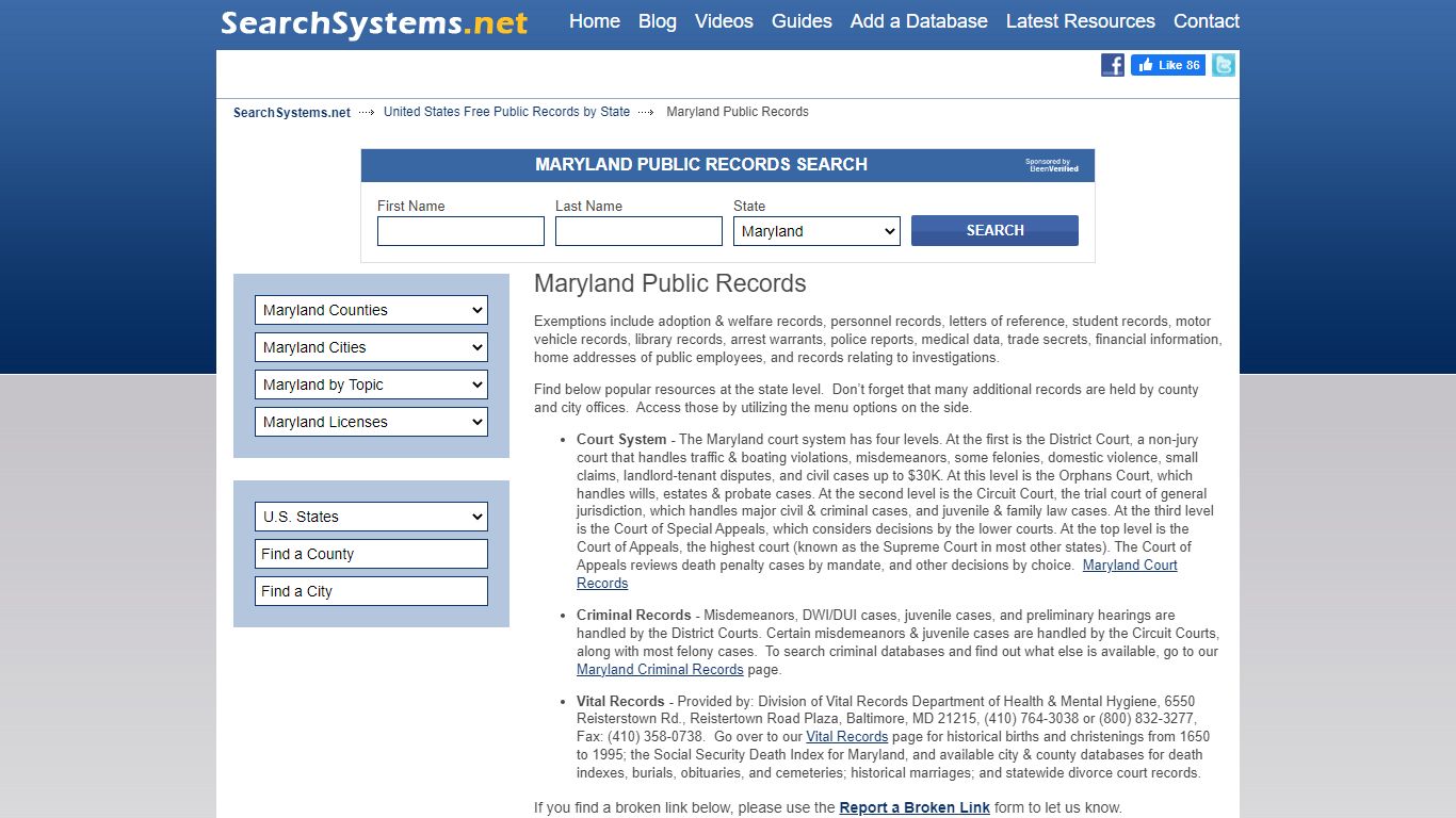 Maryland Public Records Search